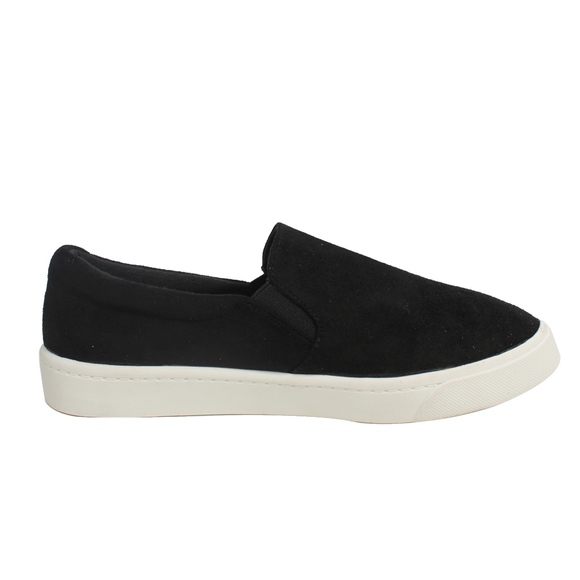 Black Elastic White Sole Slip On Loafer - Picture 3 of 6